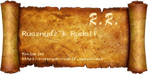 Rusznyák Rudolf névjegykártya